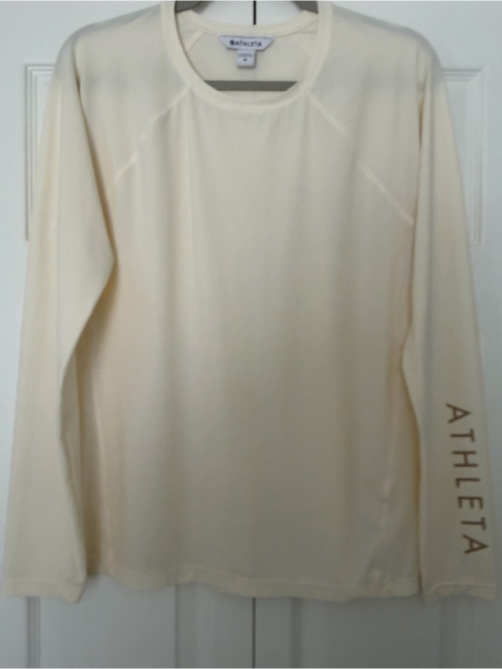 Athleta Long Sleeve Crew Top - Light Cream